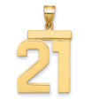 14k Yellow Gold Number 21 Pendant, Bold Modern Numerals Milestone Charm for Men or Women