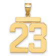 Large Polished Number 23 Charm Pendant in Real 14k Yellow Gold