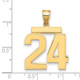 14k Yellow Gold Number 24 Pendant, Bold Block Style for Men or Unisex Wear