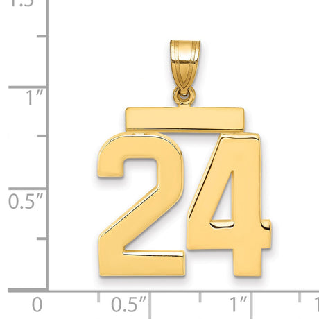 14k Yellow Gold Number 24 Pendant, Bold Block Style for Men or Unisex Wear