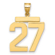 14k Yellow Gold Number 27 Pendant, Polished Finish Sports Charm for Men or Unisex