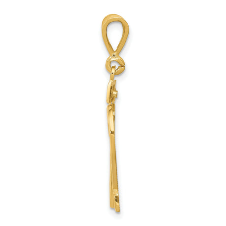 Large Polished Number 32 Charm Pendant in Real 14k Yellow Gold