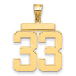 14k Yellow Gold Number 33 Pendant, Bold Block Style Sports Charm for Men or Unisex