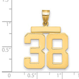 14k Yellow Gold Number 38 Pendant, Bold Sports Charm for Men or Unisex Wear