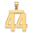 Large Polished Number 44 Charm Pendant in Real 14k Yellow Gold