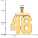 Large Polished Number 46 Charm Pendant in Real 14k Yellow Gold