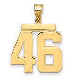 Large Polished Number 46 Charm Pendant in Real 14k Yellow Gold