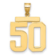 Large Polished Number 50 Charm Pendant in Real 14k Yellow Gold