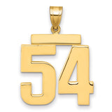 Large Polished Number 54 Charm Pendant in Real 14k Yellow Gold