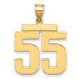 Large Polished Number 55 Charm Pendant in Real 14k Yellow Gold