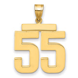 Large Polished Number 55 Charm Pendant in Real 14k Yellow Gold