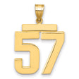 Large Polished Number 57 Charm Pendant in Real 14k Yellow Gold