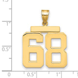 14k Yellow Gold Number 68 Pendant, Bold Block Jersey Style, Sports Statement for Men or Unisex