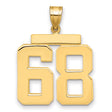 14k Yellow Gold Number 68 Pendant, Bold Block Jersey Style, Sports Statement for Men or Unisex