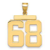 14k Yellow Gold Number 68 Pendant, Bold Block Jersey Style, Sports Statement for Men or Unisex