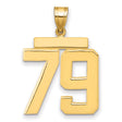 Large Polished Number 79 Charm Pendant in Real 14k Yellow Gold