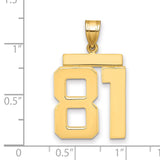 Large Polished Number 81 Charm Pendant in Real 14k Yellow Gold