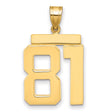 Large Polished Number 81 Charm Pendant in Real 14k Yellow Gold
