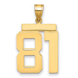 Large Polished Number 81 Charm Pendant in Real 14k Yellow Gold