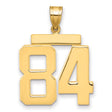 Large Polished Number 84 Charm Pendant in Real 14k Yellow Gold