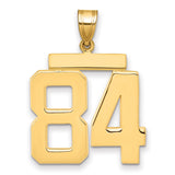 Large Polished Number 84 Charm Pendant in Real 14k Yellow Gold
