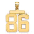 Large Polished Number 86 Charm Pendant in Real 14k Yellow Gold