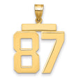 Large Polished Number 87 Charm Pendant in Real 14k Yellow Gold