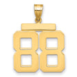 Large Polished Number 88 Charm Pendant in Real 14k Yellow Gold