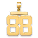 Large Polished Number 88 Charm Pendant in Real 14k Yellow Gold