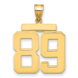 Large Polished Number 89 Charm Pendant in Real 14k Yellow Gold