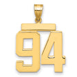 Large Polished Number 94 Charm Pendant in Real 14k Yellow Gold