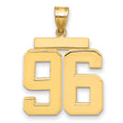 Large Polished Number 96 Charm Pendant in Real 14k Yellow Gold