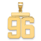 Large Polished Number 96 Charm Pendant in Real 14k Yellow Gold