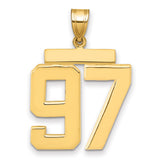14k Yellow Gold Number 97 Pendant, Bold Athletic Block Style, Unisex Sports Charm