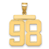 Large Polished Number 98 Charm Pendant in Real 14k Yellow Gold