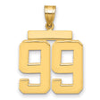 Large Polished Number 99 Charm Pendant in Real 14k Yellow Gold