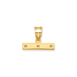 14k Yellow Gold Bar Pendant, Sleek Rectangular Engraving Tag Charm for Women or Unisex Wear