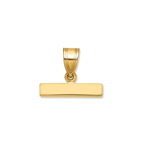 14k Yellow Gold Bar Pendant, Sleek Rectangular Engraving Tag Charm for Women or Unisex Wear