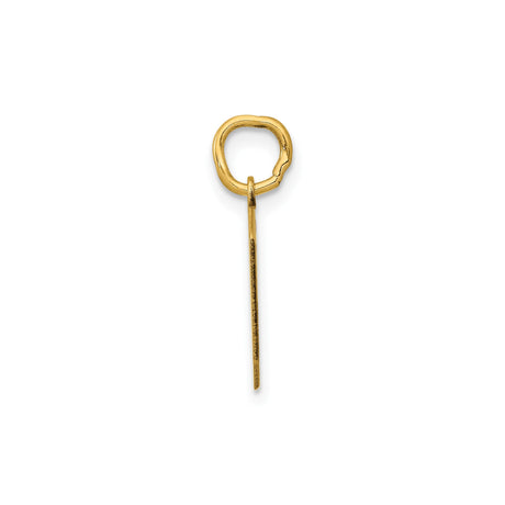 14k Yellow Gold Number 0 Pendant Charm, Polished Block Design, Unisex Jewelry