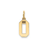 14k Yellow Gold Number 0 Pendant Charm, Polished Block Design, Unisex Jewelry