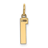 14k Yellow Gold Number One Pendant Charm, Polished Block Numeral Design, Unisex Jewelry Accessory