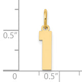14k Yellow Gold Number One Pendant Charm, Polished Block Numeral Design, Unisex Jewelry Accessory