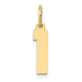 14k Yellow Gold Number One Pendant Charm, Polished Block Numeral Design, Unisex Jewelry Accessory