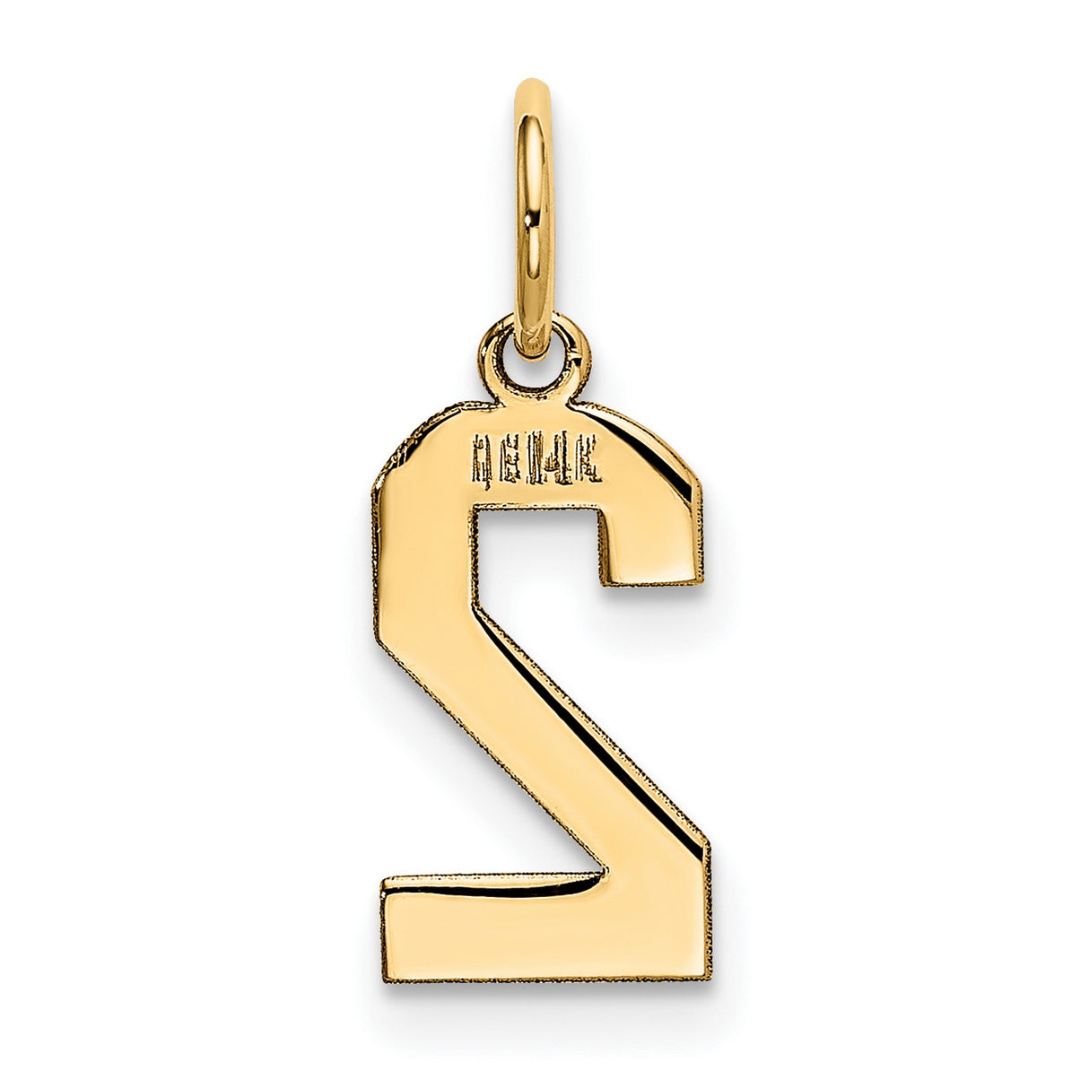 14k Yellow Gold Number 2 Pendant Charm, Polished Numeric Symbol for Necklace or Bracelet