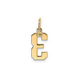 14k Yellow Gold Number 3 Pendant Charm, Bold Block Style, Unisex Sports or Lucky Number Jewelry