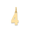14k Yellow Gold Number 4 Pendant Charm, Polished Bold Design, Unisex Jewelry Accessory