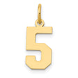 14k Yellow Gold Number 5 Pendant Charm, Bold Block Numeral Design, Unisex Jewelry