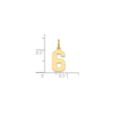 14k Yellow Gold Number 6 Pendant Charm, Bold Block Font, Unisex Jewelry