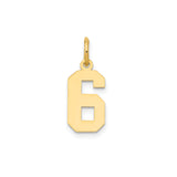 14k Yellow Gold Number 6 Pendant Charm, Bold Block Font, Unisex Jewelry