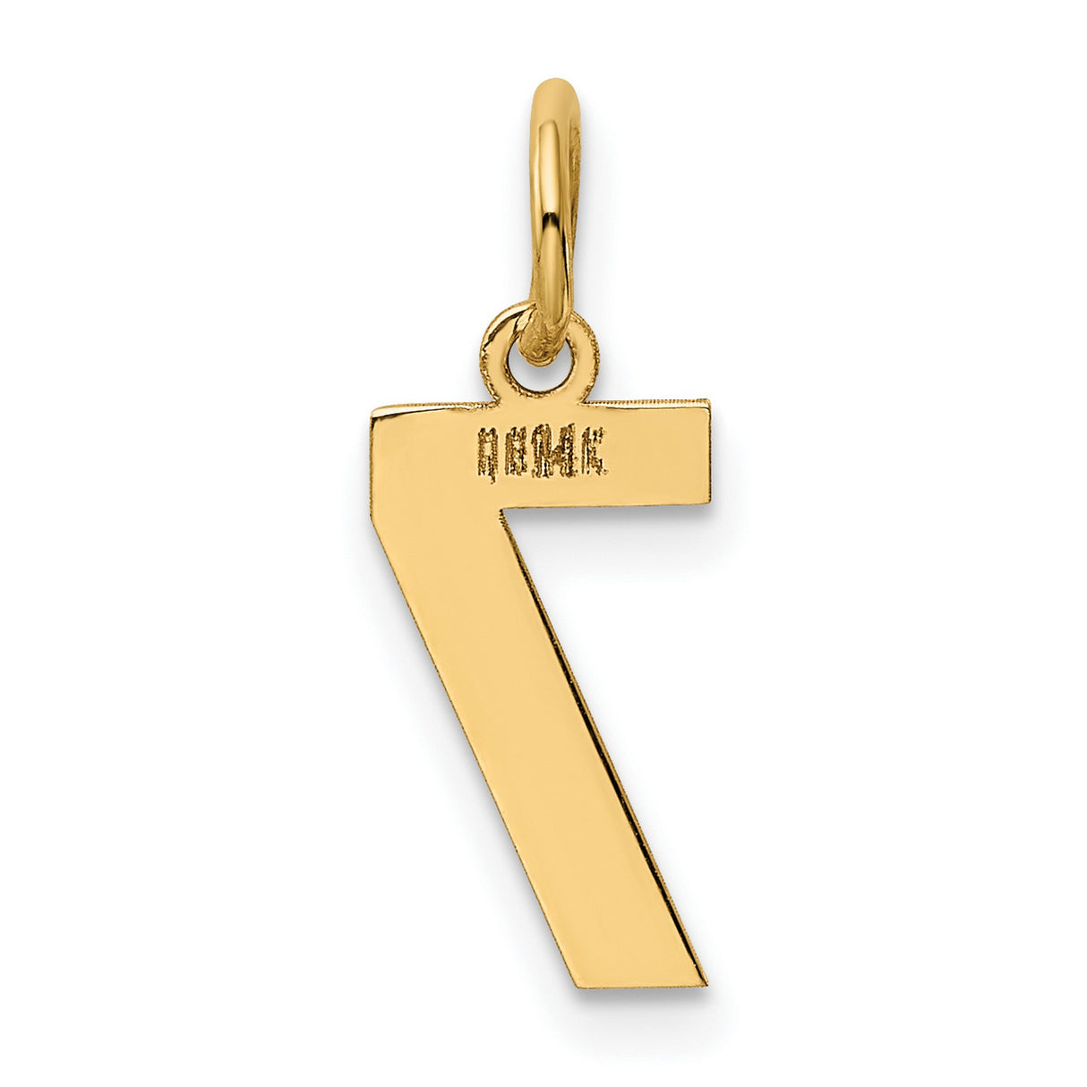 14k Yellow Gold Number 7 Pendant Charm, Polished Lucky Symbolic Jewelry for Men and Women